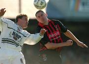 7 April 2002; Colin Hawkins of Bohemians in action against Martin Reilly of Dundalk during the FAI Carlsberg Senior Challenge Cup Final match between Bohemians and Dundalk at Tolka Park in Dublin. Photo by Pat Murphy/Sportsfile