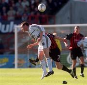 7 April 2002; David Hoey of Dundalk in action against Simon Webb of Bohemians during the FAI Carlsberg Senior Challenge Cup Final match between Bohemians and Dundalk at Tolka Park in Dublin. Photo by Brian Lawless/Sportsfile