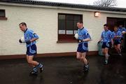 31 March 2002; Paul Curran, far left, leads his teammates from the dressing room to the pitch before the Allianz Football League Division 1A Round 7 match between Galway and Dublin at St Jarlath's Park in Tuam, Galway. Photo by Damien Eagers/Sportsfile