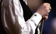 21 March 2002; Ken Doherty, with a shamrock emblem on his cuff, during the Citywest Irish Masters Snooker Quarter-Final match between Ken Doherty and Stephen Lee at Citywest Hotel in Saggart, Dublin. Photo by Brendan Moran/Sportsfile