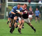 31 March 2002; Enda Crennan of Dublin in action against Kieran Fitzgerald of Galway during the Allianz Football League Division 1A Round 7 match between Galway and Dublin at St Jarlath's Park in Tuam, Galway. Photo by Damien Eagers/Sportsfile