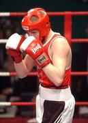 22 February 2002; James Moore of Arklow, Wicklow, in their Welterweight Final against David Conlon of Crumlin Boxing Club, Dublin, during the National Senior Boxing Championships 2002 at The National Stadium in Dublin. Photo by Damien Eagers/Sportsfile