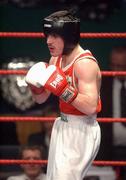 22 February 2002; Stephen Ormonde of Quarryvale Boxing Club, Dublin, during the Featherweight Final against Gavin Brown of Crumlin Boxing Club, Dublin, at the National Senior Boxing Championships at The National Stadium in Dublin. Photo by Damien Eagers/Sportsfile