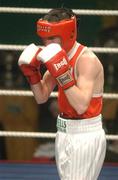 22 February 2002; Damien McKenna of Holy Family Boxing Club, Drogheda, during the Bantamweight Final against Martin Lindsey of Immaculata Belfast during the National Senior Boxing Championships 2002 at The National Stadium in Dublin. Photo by Damien Eagers/Sportsfile