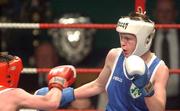 22 February 2002; Paul Hyland of Golden Cabra Boxing Club, Dublin, right, in 48kg bout against John Paul Kinsella during the National Senior Boxing Championships 2002 at The National Stadium in Dublin. Photo by Damien Eagers/Sportsfile