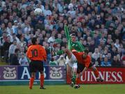 10 April 2002; Stephen Kelly of Republic of Ireland in action against Nicky Hofs of Netherlands during the UEFA U19 European Championships Intermediary Round Second Leg match between Republic of Ireland and Netherlands at Turner's Cross in Cork. Photo by Aoife Rice/Sportsfile