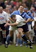 13 April 2002; Derek Dillon of Cork Constitution in action against Billy Treacy of Garryowen during the AIB All-Ireland League Semi-Final match between Cork Constitution and Garryowen at Temple Hill in Cork. Photo by Brendan Moran/Sportsfile