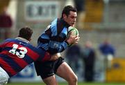 13 April 2002; Niall McNamara of Shannon is tackled by Alan Reddon of Clontarf during the AIB All Ireland League Division 1 Semi-Final match between Shannon and Clontarf at Thomond Park in Limerick. Photo by Matt Browne/Sportsfile