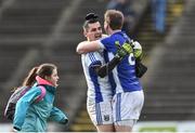 19 March 2017; Cavan goalkeeper Raymond Galligan celebrates with team mate Gearoid McKiernan at the end of the Allianz Football League Division 1 Round 5 match between Mayo and Cavan at Elverys MacHale Park in Castlebar, Co Mayo. Photo by David Maher/Sportsfile