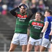 19 March 2017; Tom Parsons of Mayo reacts after his shot went wide during the Allianz Football League Division 1 Round 5 match between Mayo and Cavan at Elverys MacHale Park in Castlebar, Co Mayo. Photo by David Maher/Sportsfile