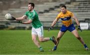 19 March 2017; Ryan Jones of Fermanagh in action against Gary Brennan of Clare during the Allianz Football League Division 2 Round 5 match between Fermanagh and Clare at Brewster Park in Enniskillen, Co Fermanagh. Photo by Oliver McVeigh/Sportsfile