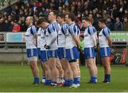 19 March 2017; The Monaghan team standing for the national anthem during the Allianz Football League Division 1 Round 5 match between Monaghan and Roscommon at Pairc Grattan in Inniskeen, Co. Monaghan. Photo by Philip Fitzpatrick/Sportsfile