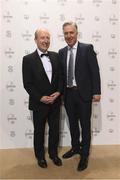 19 March 2017; Minister for Transport, Tourism and Sport, Shane Ross TD, with Chief Executive of the Football Association of Ireland, John Delaney  prior to the Three FAI International Soccer Awards at RTE Studios in Donnybrook, Dublin. Photo by Brendan Moran/Sportsfile