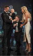 19 March 2017; Robbie Keane receives his Hall of Fame Award with wife Claudine and sons Hudson (left), and Robert Jnr,  during the Three FAI International Soccer Awards at RTE Studios in Donnybrook, Dublin. Photo by Brendan Moran/Sportsfile