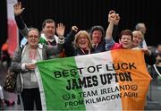 20 March 2017; Team Ireland and James Upton supporters, left to right, Maria Brien, Anthony Healy, Anita Quinlan, Antoinette Healy, Margaret Upton and Kay Bloomfield, from Passage and Waterford City, show their support at the Round Robin games at the 2017 Special Olympics World Winter Games in the Messe Graz Center, Graz, Austria. Photo by Ray McManus/Sportsfile