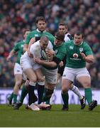 18 March 2017; Mike Brown of England is tackled by Donnacha Ryan of Ireland during the RBS Six Nations Rugby Championship match between Ireland and England at the Aviva Stadium in Lansdowne Road, Dublin. Photo by Sam Barnes/Sportsfile