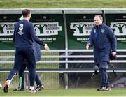 20 March 2017; Republic of Ireland manager Martin O'Neill prepares to shake hands with John O'Shea during squad training at FAI National Training Centre in Abbotstown Co. Dublin. Photo by David Maher/Sportsfile