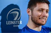 20 March 2017; Ross Byrne of Leinster during a press conference at Leinster Rugby headquarters in UCD, Dublin. Photo by Stephen McCarthy/Sportsfile