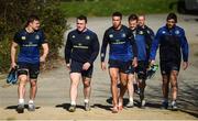 20 March 2017; Leinster players, from left, Josh van der Flier, Peter Dooley, Adam Byrne, Peadar Timmins and Ross Byrne arrive for squad training at UCD in Dublin. Photo by Stephen McCarthy/Sportsfile