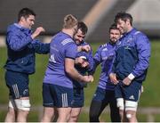 20 March 2017; Munster players, from left, Billy Holland, John Ryan, James Cronin, Duncan Casey and Dave O'Callaghan in conversation during squad training at the University of Limerick in Limerick. Photo by Diarmuid Greene/Sportsfile