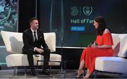 19 March 2017; Former Republic of Ireland captain and record goalscorer Robbie Keane is interviewed by Joanne Cantwell of RTE during the Three FAI International Soccer Awards at RTE Studios in Donnybrook, Dublin. Photo by Brendan Moran/Sportsfile