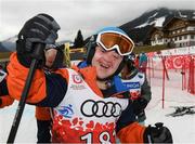 21 March 2017; Team Ireland's Cyril Walker, a member of Skiability Special Olympics Club, from Markethill, Co. Armagh, before making his way up the slopes before competing in an Alpine Giant Slalom event at the 2017 Special Olympics World Winter Games at Schladming/Rohrmoos - Hochwurzen, Schladming, Austria. Photo by Ray McManus/Sportsfile