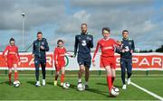 21 March 2017; Republic of Ireland Internationals, from left, Jonathan Hayes, David Meyler and Seamus Coleman, with Spar Ambassadors, from left, Síofra Nic Oireachtaigh, Grace Nic Craith, and Roibeard Ó Gallchóir in attendance during the SPAR FAI Retailers Masterclass at FAI pitches, National Sports Campus, in Abbotstown, Dublin 15. SPAR provided more than 70 local retailers’ children with the opportunity to train with Republic of Ireland players, at the teams training camp in the National Sports Campus in advance of the Republic of Ireland vs Wales on Friday. SPAR is the Official Convenience Retail Partner of the FAI and sponsors of the SPAR FAI Primary School 5s Programme, the largest primary school’s competition in the country with 28,256 participants. Photo by Sam Barnes/Sportsfile