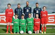 21 March 2017; Republic of Ireland Internationals, from left, Jonathan Hayes, David Meyler and Seamus Coleman, with Spar Ambassadors, from left, Roibeard Ó Gallchóir, Seosamh Ó Conghaile, Ryan Mac Róibín, Rachel Ní Fhrathair, Síofra Nic Oireachtaigh, and Grace Nic Craith in attendance during the SPAR FAI Retailers Masterclass at FAI pitches, National Sports Campus, in Abbotstown, Dublin 15.SPAR provided more than 70 local retailers’ children with the opportunity to train with Republic of Ireland players, at the teams training camp in the National Sports Campus in advance of the Republic of Ireland vs Wales on Friday. SPAR is the Official Convenience Retail Partner of the FAI and sponsors of the SPAR FAI Primary School 5s Programme, the largest primary school’s competition in the country with 28,256 participants. Photo by Sam Barnes/Sportsfile