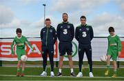 21 March 2017; Republic of Ireland Internationals, from left, Jonathan Hayes, David Meyler and Seamus Coleman, along with Spar Ambassadors Seosamh Ó Conghaile, left, and Ryan Mac Róibín in attendance during the SPAR FAI Retailers Masterclass at FAI pitches, National Sports Campus, in Abbotstown, Dublin 15. SPAR provided more than 70 local retailers’ children with the opportunity to train with Republic of Ireland players, at the teams training camp in the National Sports Campus in advance of the Republic of Ireland vs Wales on Friday. SPAR is the Official Convenience Retail Partner of the FAI and sponsors of the SPAR FAI Primary School 5s Programme, the largest primary school’s competition in the country with 28,256 participants. Photo by Sam Barnes/Sportsfile