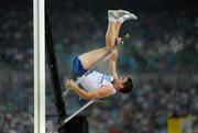 29 August 2011; Jan Kudlicka, Czech Republic, breaks a pole during the Men's Pole Vault Final event. IAAF World Championships - Day 3, Daegu Stadium, Daegu, Korea. Picture credit: Stephen McCarthy / SPORTSFILE