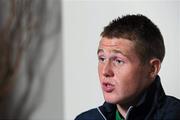 29 August 2011; Republic of Ireland's James McCarthy during a press conference ahead of their UEFA Under 21 European Championship 2013 Qualifier against Hungary on Thursday. Republic of Ireland Under 21 Press Conference, Clarion Hotel, Sligo. Picture credit: Oliver McVeigh / SPORTSFILE