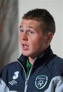 29 August 2011; Republic of Ireland's James McCarthy during a press conference ahead of their UEFA Under 21 European Championship 2013 Qualifier against Hungary on Thursday. Republic of Ireland Under 21 Press Conference, Clarion Hotel, Sligo. Picture credit: Oliver McVeigh / SPORTSFILE