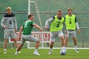 29 August 2011; Republic of Ireland's Glenn Whelan in action against Simon Cox during squad training ahead of their EURO 2012 Championship Qualifier against Slovakia on Friday. Republic of Ireland Squad Training, Gannon Park, Malahide. Picture credit: David Maher / SPORTSFILE