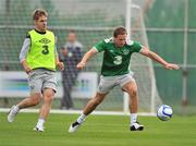 29 August 2011; Republic of Ireland's Liam Lawrence in action against Kevin Doyle during squad training ahead of their EURO 2012 Championship Qualifier against Slovakia on Friday. Republic of Ireland Squad Training, Gannon Park, Malahide. Picture credit: David Maher / SPORTSFILE