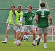 29 August 2011; Republic of Ireland's Aiden McGeady, in action against Glenn Whelan during squad training ahead of their EURO 2012 Championship Qualifier against Slovakia on Friday. Republic of Ireland Squad Training, Gannon Park, Malahide. Picture credit: David Maher / SPORTSFILE