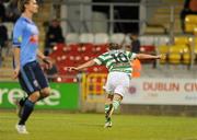 29 August 2011; Karl Sheppard, Shamrock Rovers, celebrates after scoring his side's first goal. FAI Ford Cup Fourth Round, Shamrock Rovers v UCD, Tallaght Stadium, Tallaght, Co. Dublin. Picture credit: Barry Cregg / SPORTSFILE