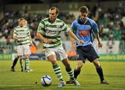 29 August 2011; Karl Sheppard, Shamrock Rovers, in action against David O'Connor, UCD. FAI Ford Cup Fourth Round, Shamrock Rovers v UCD, Tallaght Stadium, Tallaght, Co. Dublin. Picture credit: Barry Cregg / SPORTSFILE
