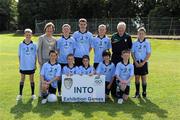 28 August 2011; INTO President Noreen Flynn with the Dublin team, back row, left to right, Aran Teehan, St. Patrick's B.N.S., Rathangan, Co. Kildare, Conor Dunne, Cappagh N.S., Rhode, Co. Offaly, Darragh Gibbons, St. Colmcille's S.N.S., Knocklyon, Co. Dublin, Conor Tierney, St. Mary's P.S., Mullaghbawn, Co. Armagh, Kevin Forde, St. Patrick's B.N.S., Rathangan, Co. Kildare, front row, left to right, James Dunne, Walsh Island N.S., Co. Offaly, Shea Gerraghty, Lurgan Model, Lurgan, Co. Armagh, Seán McManamon, Holy Rood P.S., Watford, England, Seán Ryan, St. Fiachra's S.N.S., Beaumont, Co. Dublin, Dermot Coughlan, Annagh N.S., Milltown Malbay, Co. Clare. Go Games Exhibition - Sunday 21st August 2011, Clonliffe College, Dublin. Picture credit: Ray McManus / SPORTSFILE