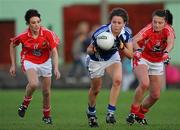 27 August 2011; Jane Moore, Laois, in action against Aine Sheehan, left, and Annie Walsh, Cork. TG4 All-Ireland Ladies Senior Football Championship Semi-Final, Cork v Laois, Leahy Park, Cashel, Co. Tipperary. Picture credit: Brian Lawless / SPORTSFILE