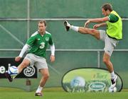 30 August 2011; Republic of Ireland's Liam Lawrence, right in action against his team-mate Aiden McGeady during squad training ahead of their EURO 2012 Championship Qualifier against Slovakia on Friday. Republic of Ireland Squad Training, Gannon Park, Malahide. Picture credit: David Maher / SPORTSFILE