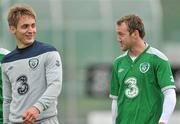 30 August 2011; Republic of Ireland's Kevin Doyle, left, with Aiden McGeady during squad training ahead of their EURO 2012 Championship Qualifier against Slovakia on Friday. Republic of Ireland Squad Training, Gannon Park, Malahide. Picture credit: David Maher / SPORTSFILE