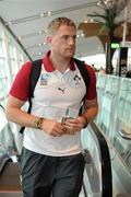 30 August 2011; Ireland's Jamie Heaslip in Dublin Airport prior to departure for New Zealand for the 2011 Rugby World Cup. Ireland Rugby Squad Departure, Dublin Airport, Dublin. Picture credit: Pat Murphy / SPORTSFILE