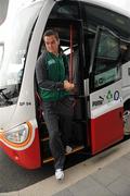 30 August 2011; Ireland's Jonathan Sexton on arrival at Dublin Airport prior to departure for New Zealand for the 2011 Rugby World Cup. Ireland Rugby Squad Departure, Dublin Airport, Dublin. Picture credit: Pat Murphy / SPORTSFILE