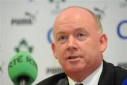 30 August 2011; Ireland Head Coach Declan Kidney during a press conference ahead of the squad's departure to New Zealand for the 2011 Rugby World Cup. Ireland Rugby Squad Press Conference, Radisson Airport Hotel, Dublin Airport, Dublin. Picture credit: Pat Murphy / SPORTSFILE