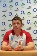 30 August 2011; Ireland's Brian O'Driscoll during a press conference ahead of the squad's departure to New Zealand for the 2011 Rugby World Cup. Ireland Rugby Squad Press Conference, Radisson Airport Hotel, Dublin Airport, Dublin. Picture credit: Pat Murphy / SPORTSFILE