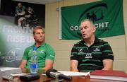 30 August 2011; Connacht head coach Eric Elwood, right, and Gavin Duffy, during a press conference to announce Duffy as their new captain. Connacht Rugby Press Conference, The Sportsground, College Road, Galway. Picture credit: Diarmuid Greene / SPORTSFILE