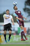 30 August 2011; Gavin Brennan, Drogheda United, in action against Jason Byrne, Dundalk. FAI Ford Cup 4th Round Replay, Dundalk v Drogheda United, Oriel Park, Dundalk, Co Louth. Photo by Sportsfile