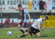 30 August 2011; Lee Lynch, Drogheda United, in action against Greg Bolger, Dundalk. FAI Ford Cup 4th Round Replay, Dundalk v Drogheda United, Oriel Park, Dundalk, Co Louth. Photo by Sportsfile