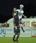 30 August 2011; Carl McHugh, Dundalk, in action against Tiarnan Mulvena, Drogheda United. FAI Ford Cup 4th Round Replay, Dundalk v Drogheda United, Oriel Park, Dundalk, Co Louth. Photo by Sportsfile