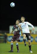 30 August 2011; Greg Bolger, Dundalk, in action against Brian Gannon, Drogheda United. FAI Ford Cup 4th Round Replay, Dundalk v Drogheda United, Oriel Park, Dundalk, Co Louth. Photo by Sportsfile